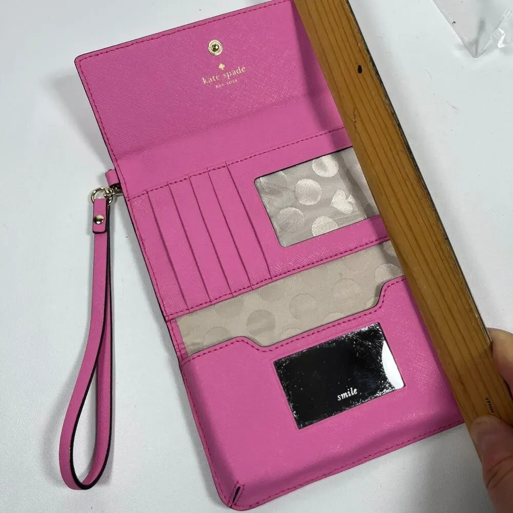 KATE SPADE Wallet Cedar Street iPhone Wristlet Saffiano Leather Case Pink